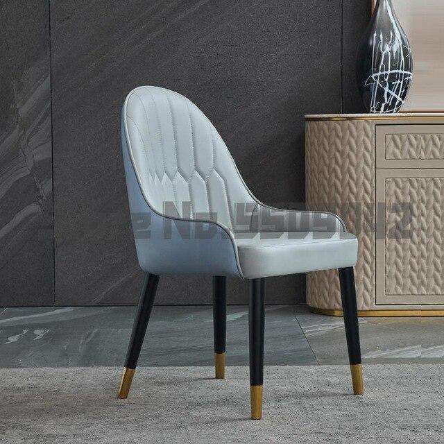 Nordic solid wood dining chair Italian designer leather back restaurant chair post modern light luxury dining chair combination