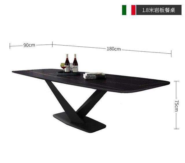 Italian Minimalist Imported Rock Board Table Household Small Family Modern Simple Rectangular Marble Table Chair Combination - Gustobene