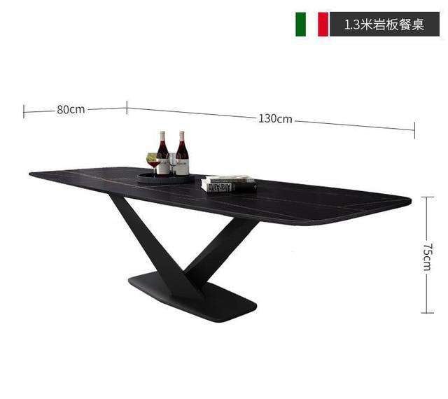 Italian Minimalist Imported Rock Board Table Household Small Family Modern Simple Rectangular Marble Table Chair Combination - Gustobene