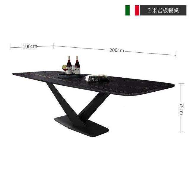 Italian Minimalist Imported Rock Board Table Household Small Family Modern Simple Rectangular Marble Table Chair Combination - Gustobene