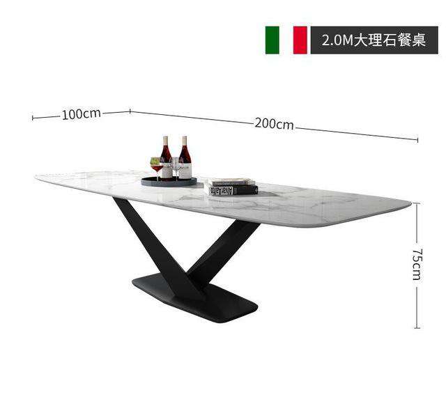 Italian Minimalist Imported Rock Board Table Household Small Family Modern Simple Rectangular Marble Table Chair Combination - Gustobene