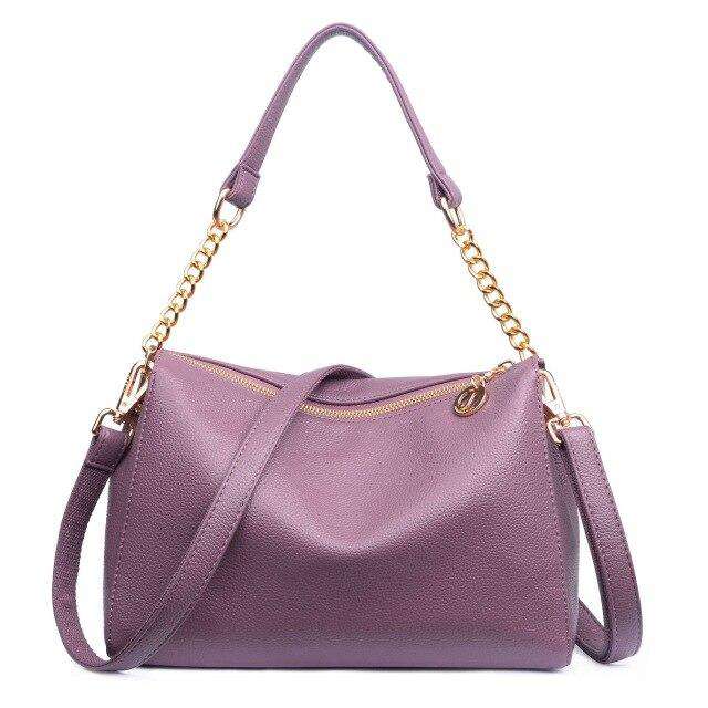 2020 Black Solid Women's luxury Italian Soft Leather Handbags Ladies Shoulder Bag Big Capacity Deep Blue Crossbody Bag for Women - Gustobene