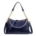 2020 Black Solid Women's luxury Italian Soft Leather Handbags Ladies Shoulder Bag Big Capacity Deep Blue Crossbody Bag for Women - Gustobene