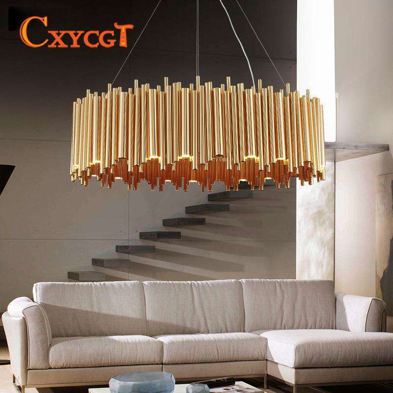 Italian Metal Tube Oval Round Creative Design pendant light for Restaurant Kitchen Decorative Lighting - Gustobene