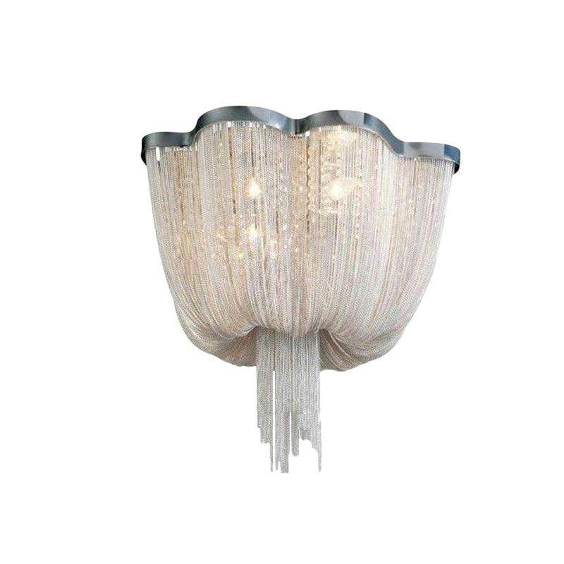 Italian Modern creative living room decor Aluminum tassel ceiling light warm romantic bedroom Art Luxury crystal ceiling lamp - Gustobene