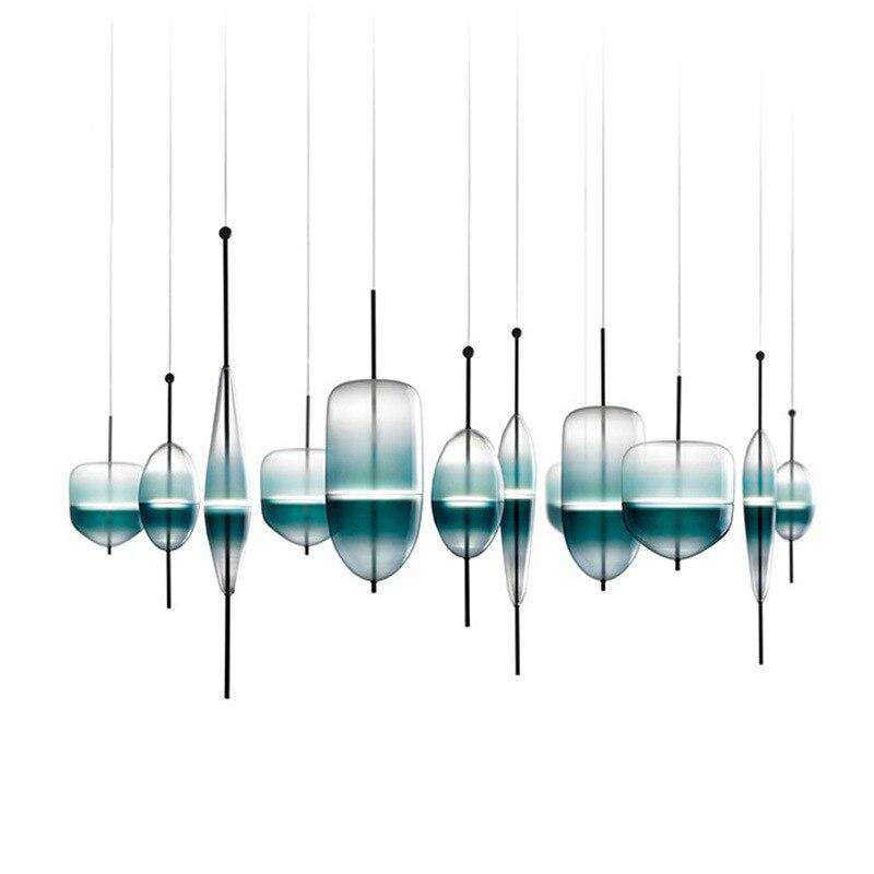 Blue chromatography Italian design lamp pendant light Lake of Venice Blue gradient Simple Peaceful Pure pendant lighting glass - Gustobene
