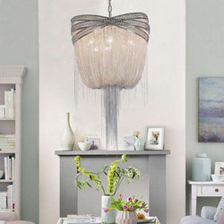 Bronze Modern Aluminum Chandelier Light Italian Tassel Design Chain Lustres Lamp Hanging Lighting for Living room Foyer - Gustobene