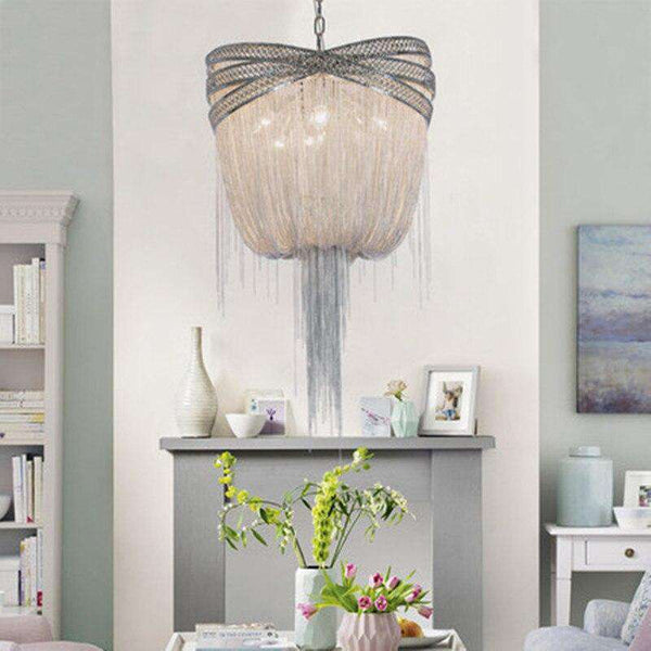 Bronze Modern Aluminum Chandelier Light Italian Tassel Design Chain Lustres Lamp Hanging Lighting for Living room Foyer - Gustobene