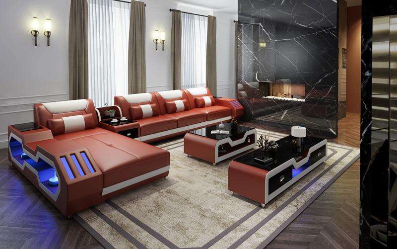 LED lights modern sofa set - Gustobene