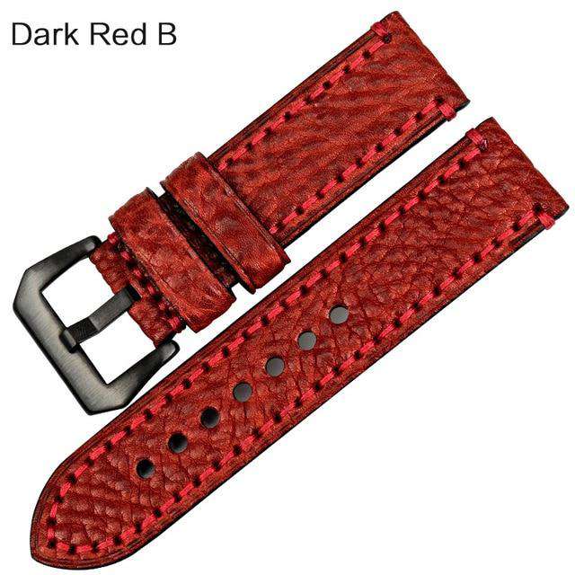 MAIKES New fashion watch accessories 20 22 24 26mm Italian leather watchbands red watch strap for Panerai watch band bracelet