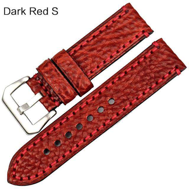MAIKES New fashion watch accessories 20 22 24 26mm Italian leather watchbands red watch strap for Panerai watch band bracelet