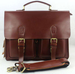 Wholesale Luxury Men's Genuine Leather Briefcase Men briefcase Leather laptop bag portfolio male office bag tote Handbag  M098 - Gustobene