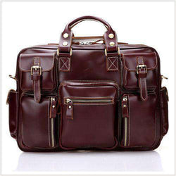 Luxury Italian Genuine Leather Men's Briefcase Big Business Bag Leather Men's 15"laptop bag Tote Large Handbag free shipping - Gustobene