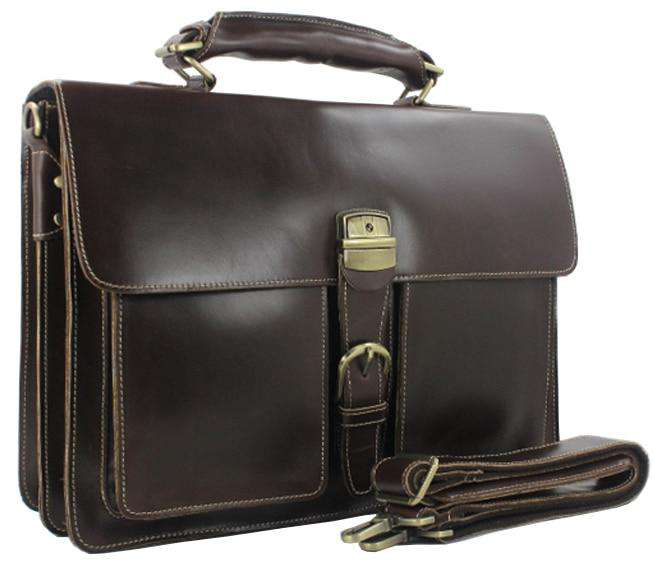 Fashion High Class Italian genuine leather briefcase Men's leather laptop briefcase tote Messenger bag handbag free shipping - Gustobene