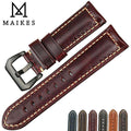 MAIKES Vintage red Italian cow leather watch strap 20mm 22mm 24mm 26mm watch accessories bracelet watchbands for Panerai band