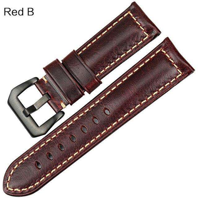 MAIKES Vintage red Italian cow leather watch strap 20mm 22mm 24mm 26mm watch accessories bracelet watchbands for Panerai band