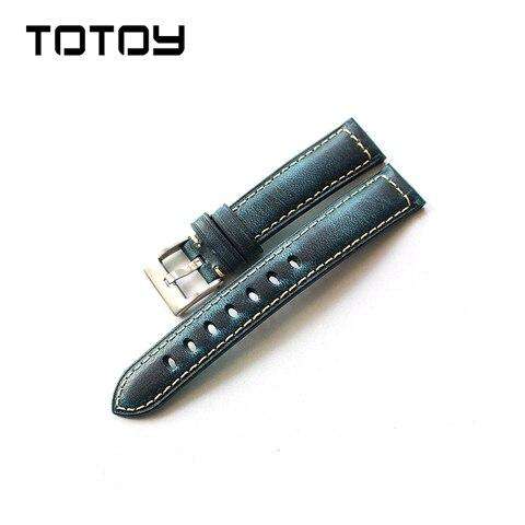 TOTOY Handmade Italian Leather Watchbands, 18MM 20MM 22MM Retro Oily Gloss Watch Strap, Blue Green Red Brown  Men Leather Strap