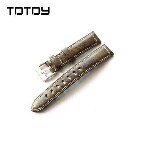 TOTOY Handmade Italian Leather Watchbands, 18MM 20MM 22MM Retro Oily Gloss Watch Strap, Blue Green Red Brown  Men Leather Strap