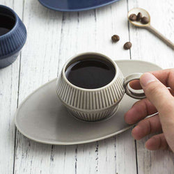 120 ml Matte Espresso  Coffee Cups and Saucers Ceramic Concentrated Italian  American Style Coffee Cups - Gustobene