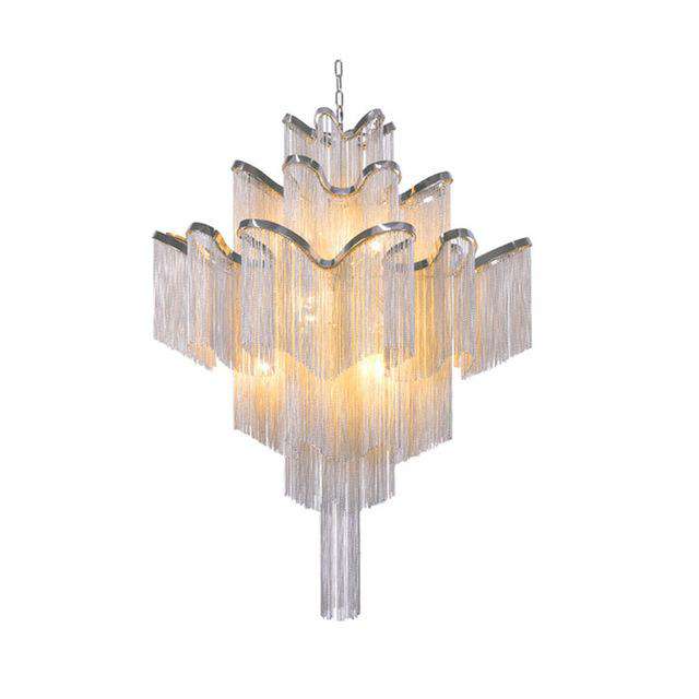 Italian Design Silver Art chandelier Engineering Design Luxury Chain Tassel Aluminum Chain LED Beautiful chandelier Lighting - Gustobene