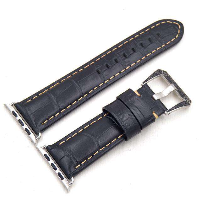 Italian Calf Genuine Leather Watchband + Adapter for 38mm 42mm iWatch Apple Watch Series 1 2 3 luxury Buckle Band Wrist Strap - Gustobene