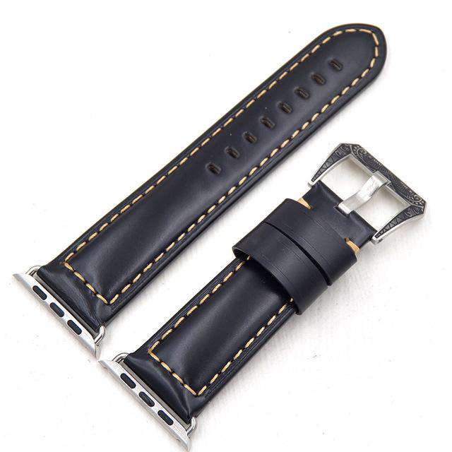 Italian Calf Genuine Leather Watchband + Adapter for 38mm 42mm iWatch Apple Watch Series 1 2 3 luxury Buckle Band Wrist Strap - Gustobene