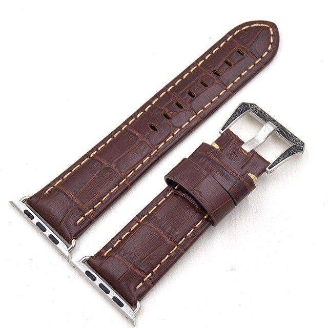 Italian Calf Genuine Leather Watchband + Adapter for 38mm 42mm iWatch Apple Watch Series 1 2 3 luxury Buckle Band Wrist Strap - Gustobene
