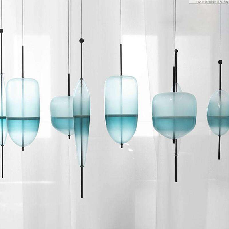 Blue chromatography Italian design lamp pendant light Lake of Venice Blue gradient Simple Peaceful Pure pendant lighting glass - Gustobene