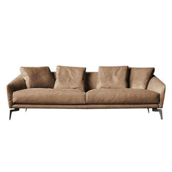 Nordic minimalist Italian style leather sofa modern minimalist living room first layer leather three-person down sofa