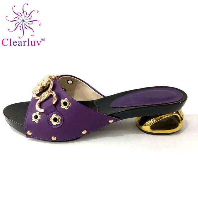 Italian Nigerian Party Shoes Without Bag Set Royal Blue Fashion Slipper Wedding African Shoes Not Matching Bag Set Women Shoes