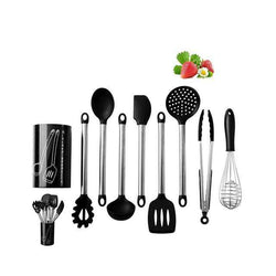LumiParty 9Pcs/Set Silicone Stainless Steel Kitchen Utensil Set Simple Exquisite Kitchen Ware -35