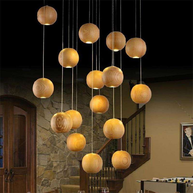 Italian design Wood bead chandelier for living room bedroom Dining room hallway chandelier indoor home molecule lamp fixtures - Gustobene