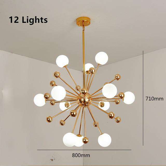 Globe chandelier Lighting Kitchen Restaurant golden chandelier plexiglass acrylic molecule sputnik lamp italian chandelier - Gustobene