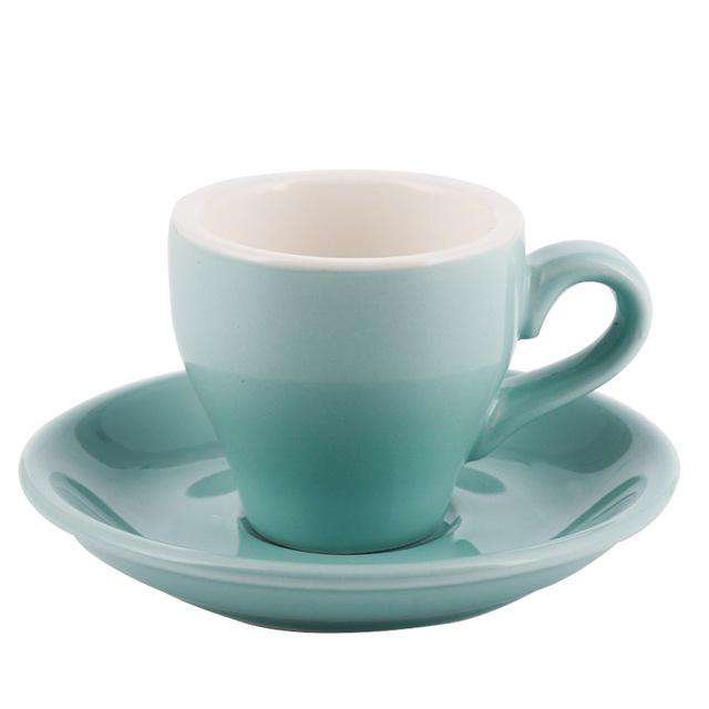 100cc Colour Macaron Espresso Black Italian Coffee Cup And Saucer Sets Demitasse Tasse Cafe Xicara Cappuccino Mug Koffie Kopjes - Gustobene