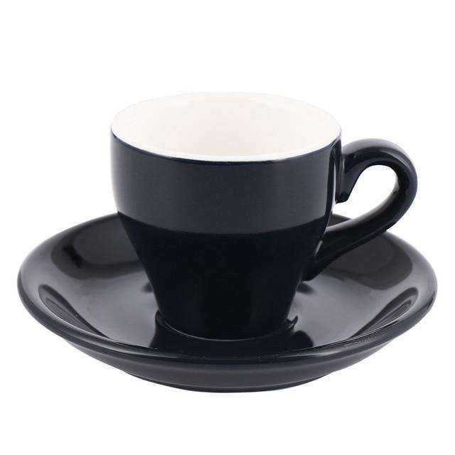 100cc Colour Macaron Espresso Black Italian Coffee Cup And Saucer Sets Demitasse Tasse Cafe Xicara Cappuccino Mug Koffie Kopjes - Gustobene