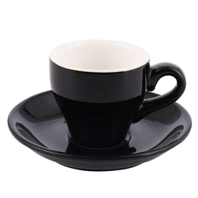 100cc Colour Macaron Espresso Black Italian Coffee Cup And Saucer Sets Demitasse Tasse Cafe Xicara Cappuccino Mug Koffie Kopjes - Gustobene