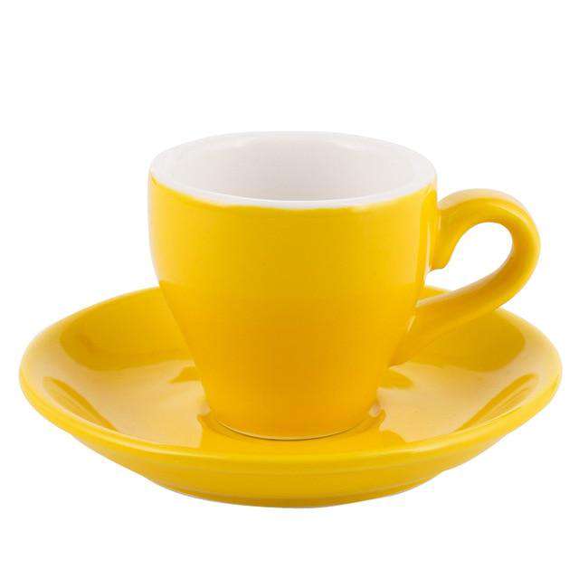 100cc Colour Macaron Espresso Black Italian Coffee Cup And Saucer Sets Demitasse Tasse Cafe Xicara Cappuccino Mug Koffie Kopjes - Gustobene