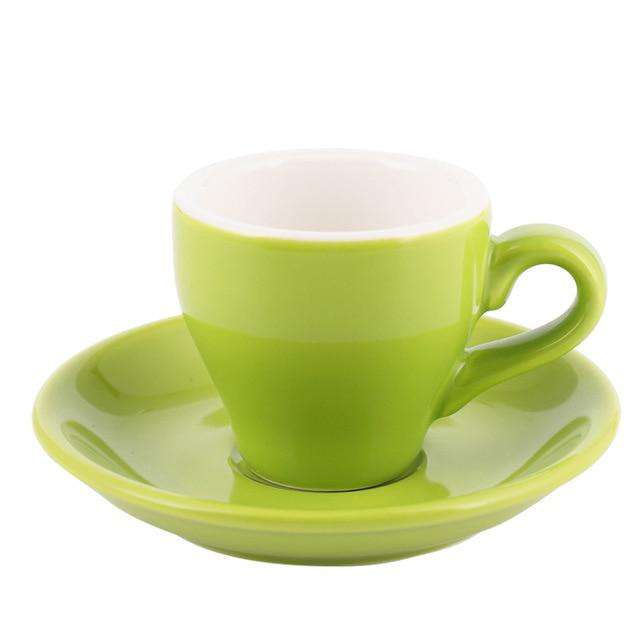100cc Colour Macaron Espresso Black Italian Coffee Cup And Saucer Sets Demitasse Tasse Cafe Xicara Cappuccino Mug Koffie Kopjes - Gustobene