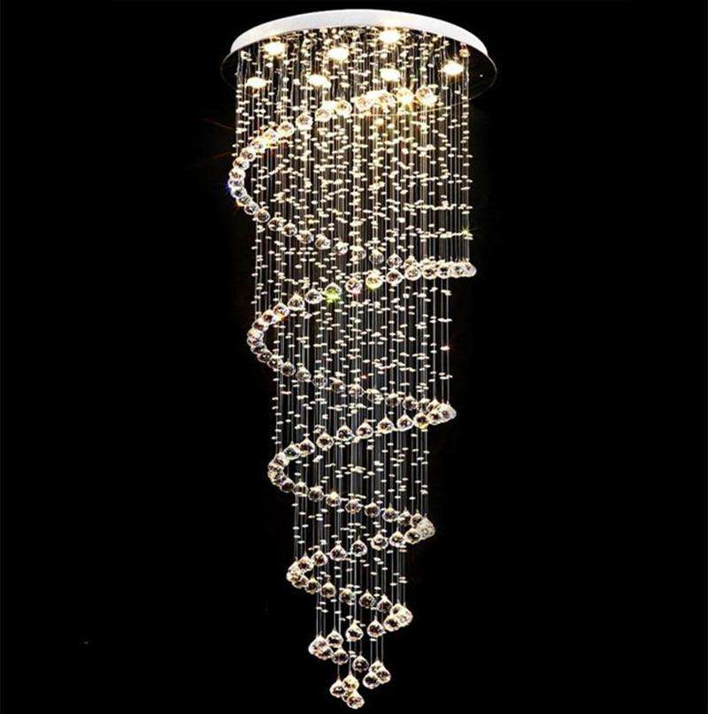 Long Crystal Chandelier for stairwell Hally Living room Kitchen Lustre De Cristal italian Design round crystal chandeliers Lamp - Gustobene